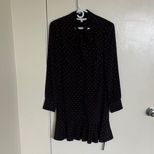 Veronica Beard Black Mini Dress with Red Dots